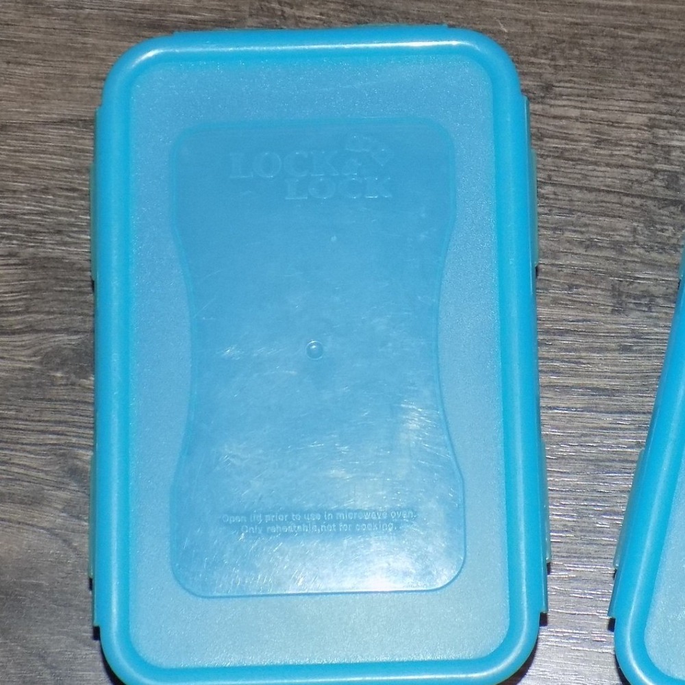 Lock & Lock Food Storage Containers 2pc 1L 34oz Blue Rectangular - Picture 3 of 8